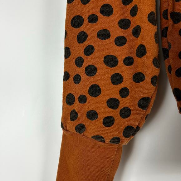 Madewell Pleat Sleeve Sweatshirt Top Leopard Dot Brown Black Cozy Womens Sz XXS - Picture 11 of 12